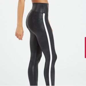 Faux Leather Side Stripe Leggings - SPANX Brand
